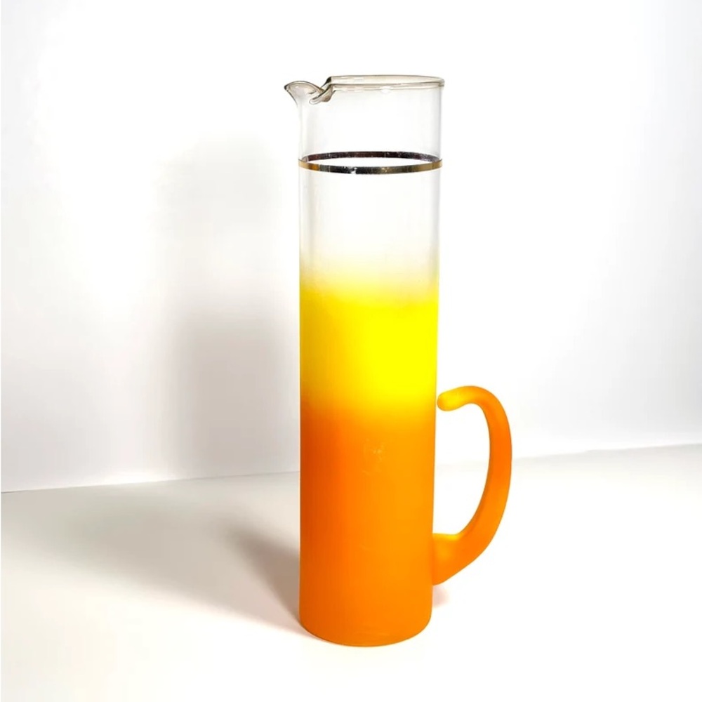 Vintage Pitcher, Blendo, Frosted Orange, Mid Century Modern